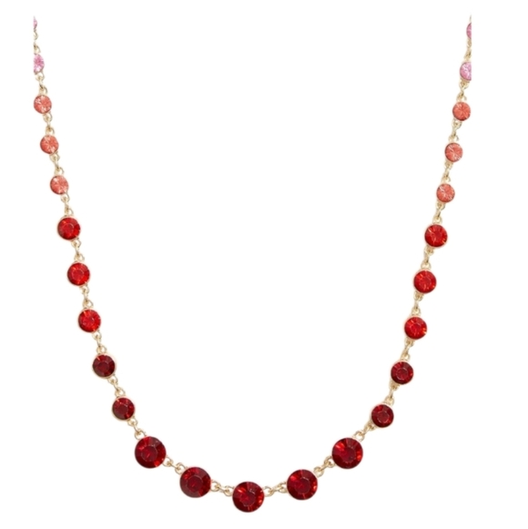 J. Crew Crystal statement necklace Red and Gold - Picture 1 of 5